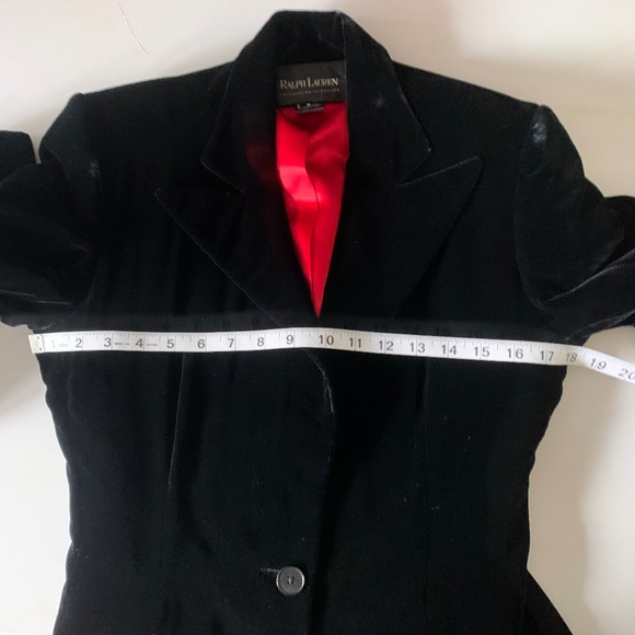 Ralph Lauren Collection Classics Black Velvet Dress Coat with Red Satin Lining - Picture 6 of 7